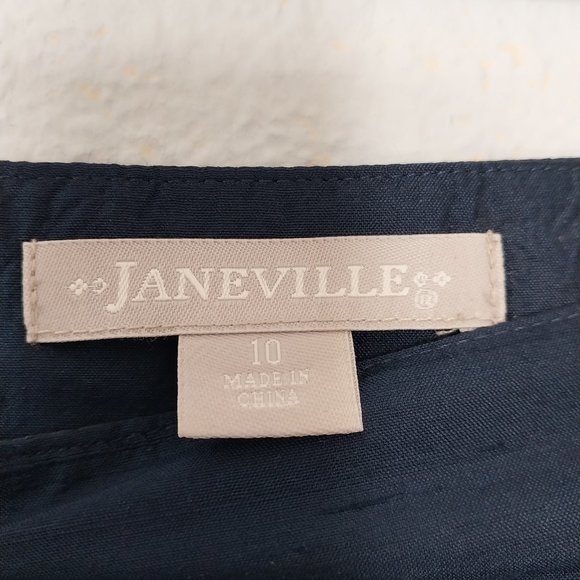 Janeville A-Line Blue Embroidered Silk Skirt with Beading Detail NWOT - Picture 3 of 4